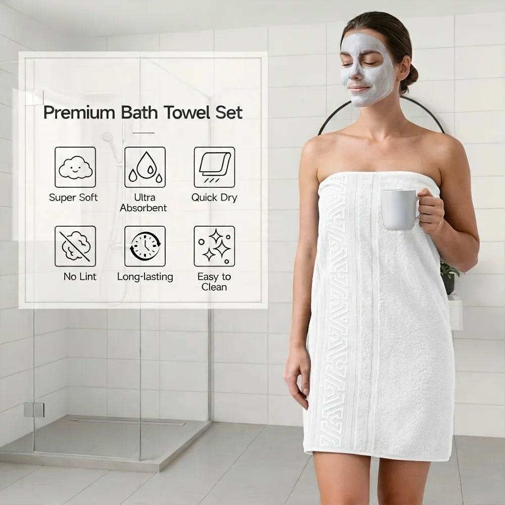 Cotton Bath Towel Set, Highly Absorbent & Quick Dry,