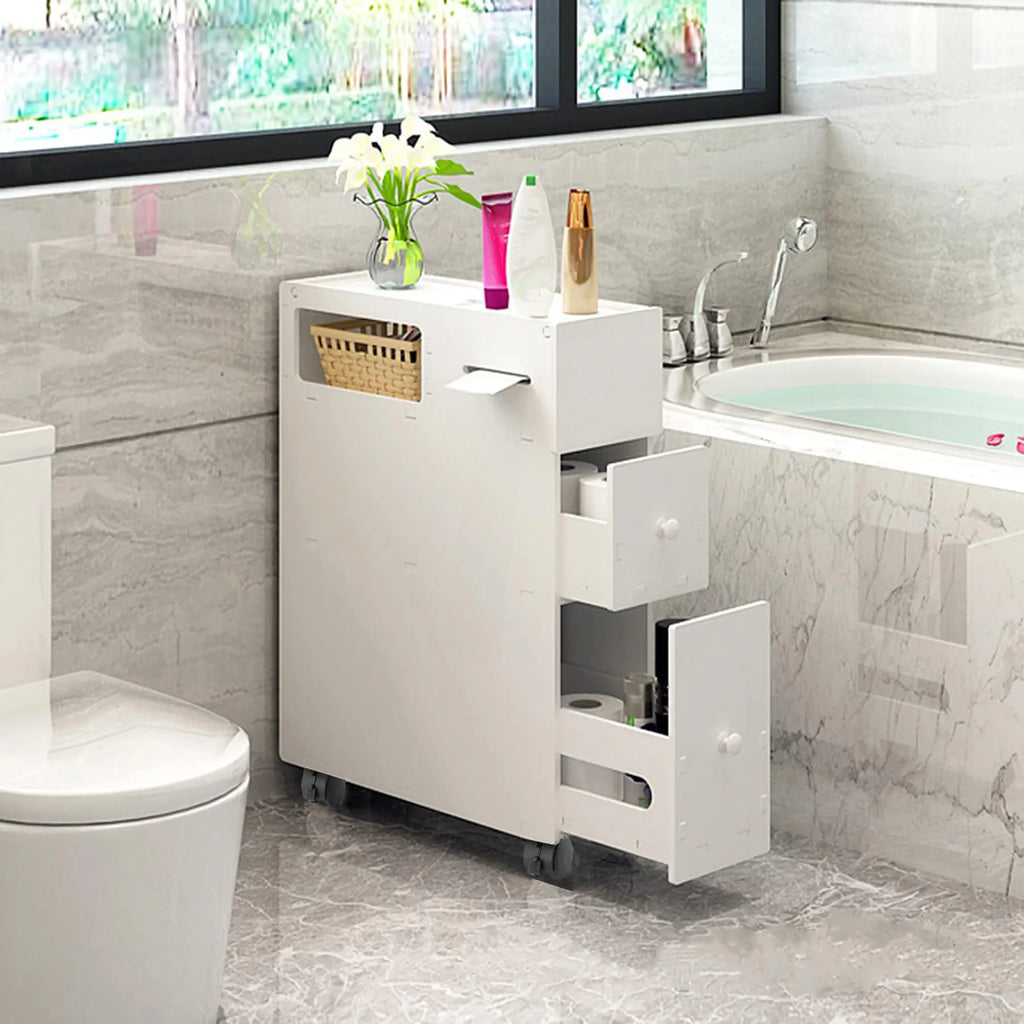 Toilet Slim Bathroom Storage Cabinet with Wheels