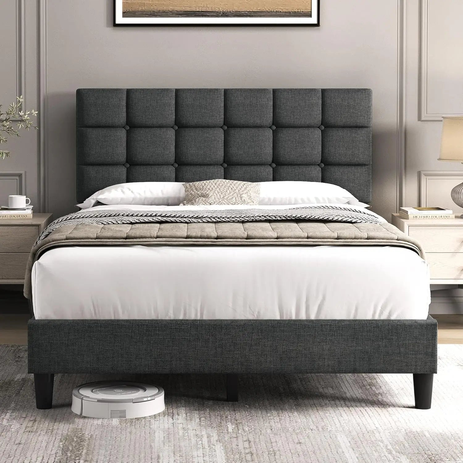 Upholstered Bed Frame, Full Bed Platform