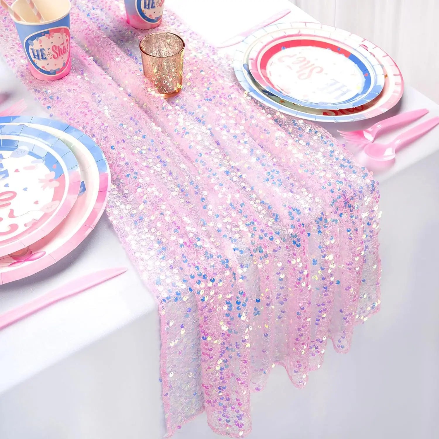 Glitter Iridescent Sequin Table Runner
