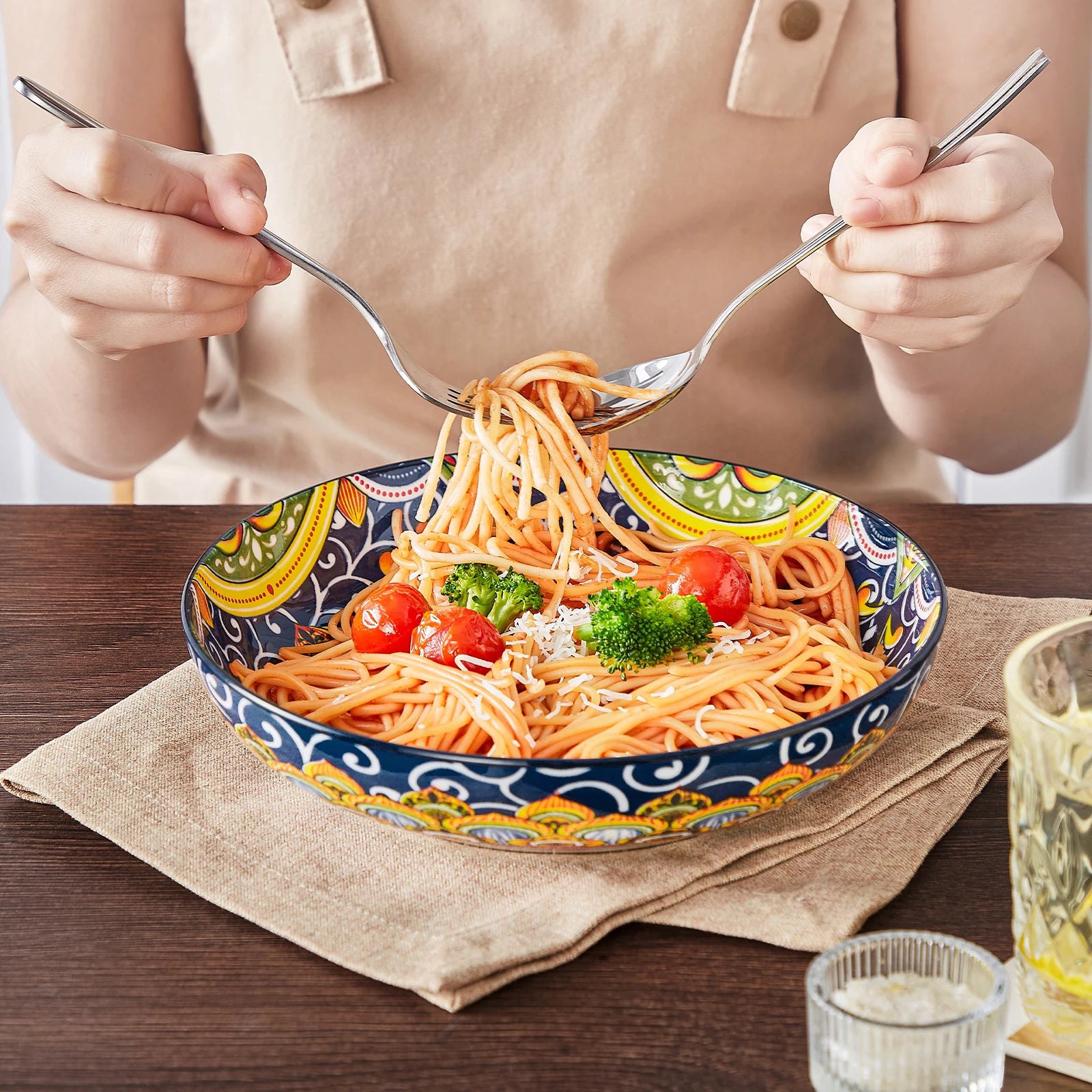 Piece Ceramic Pasta Bowls 42 Oz Soup Bowls