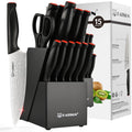 15 Piece Damascus Pattern Kitchen Knife Block Set,