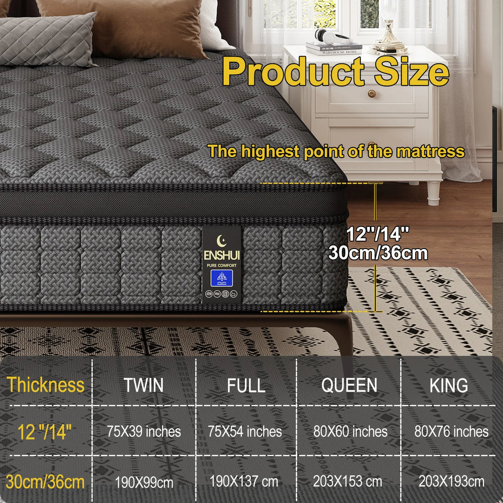 12"/14" Inch Medium Gel Memory Foam Mattress