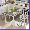 Dining Set for 4, Solid Wood Table & 4 Chairs