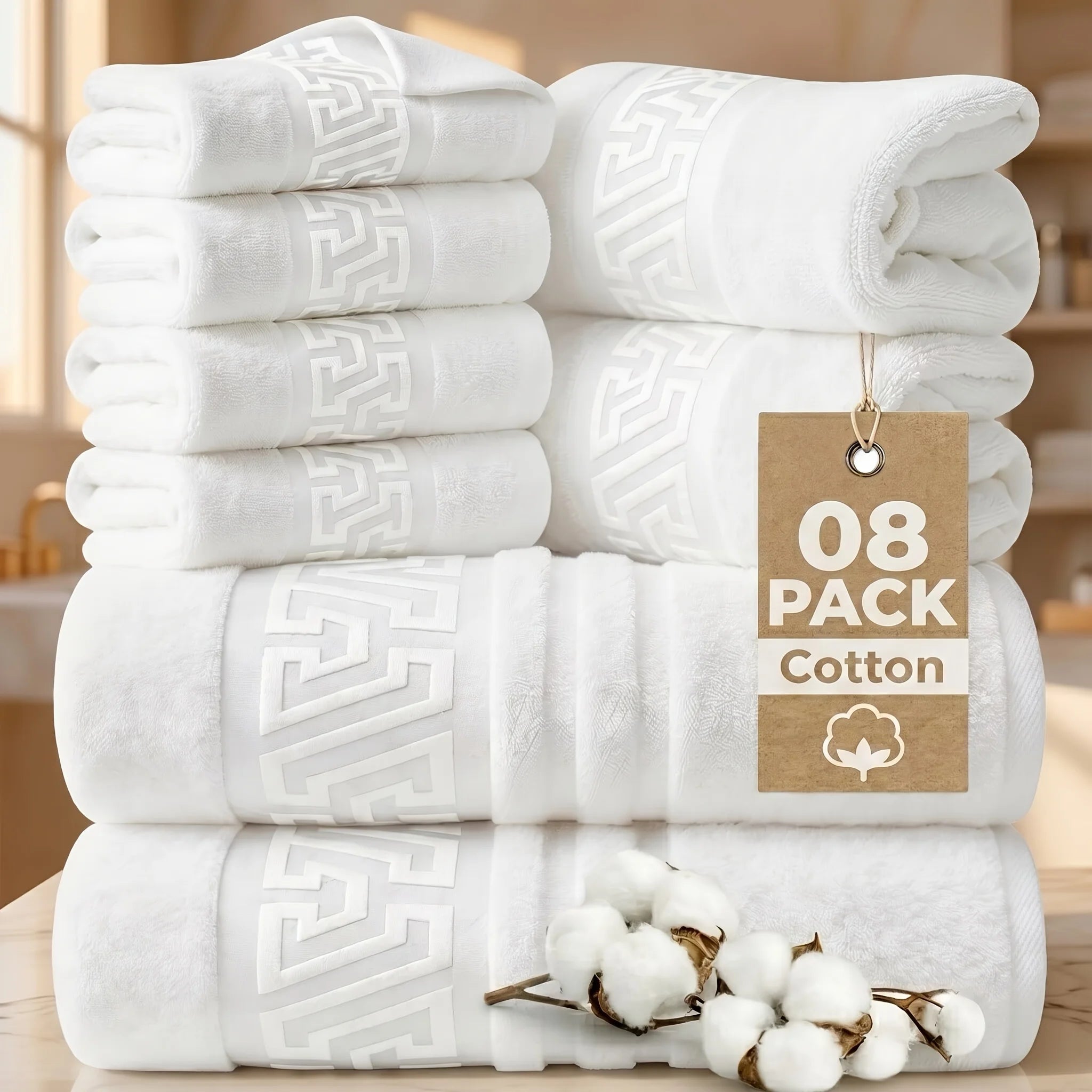Cotton Bath Towel Set, Highly Absorbent & Quick Dry,