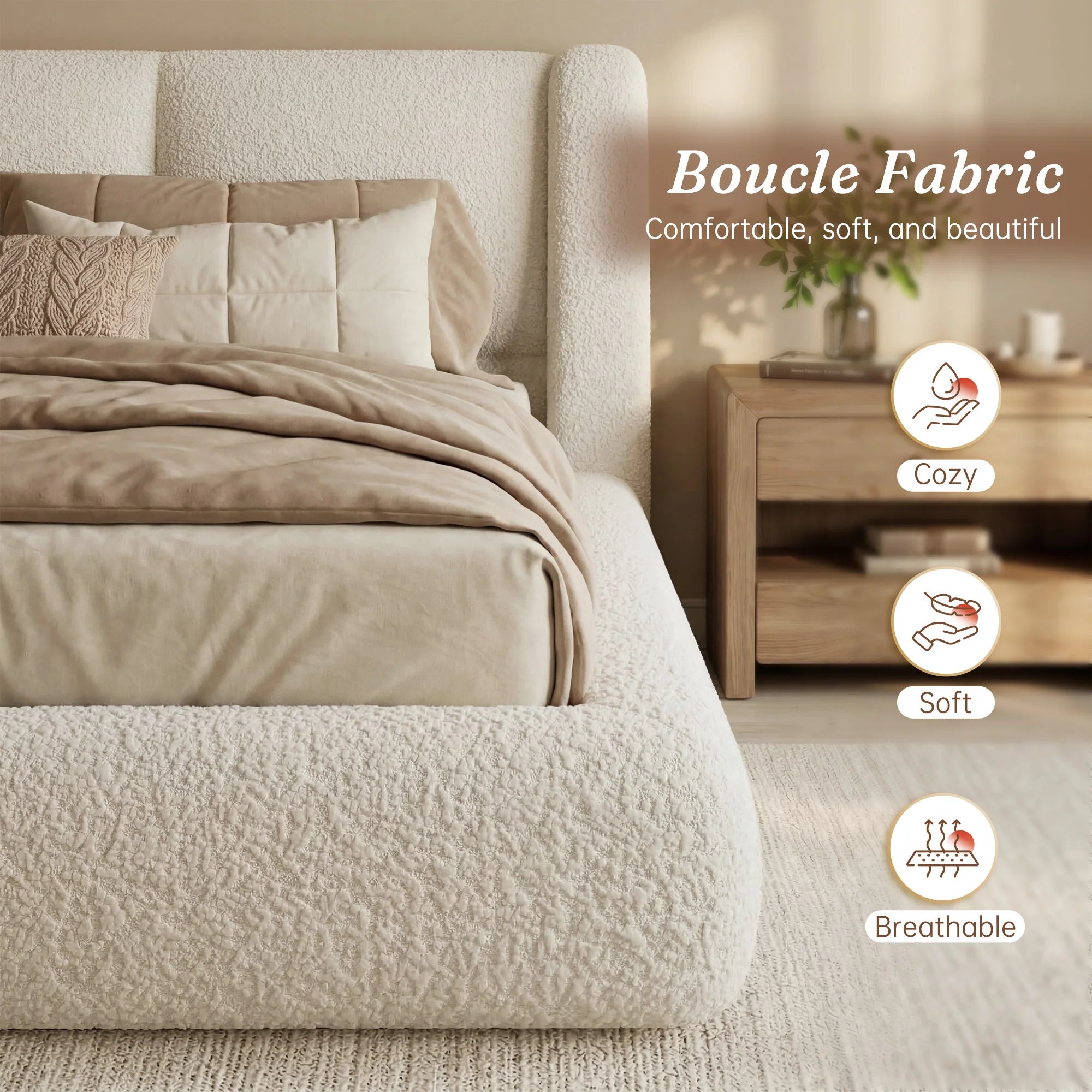 Cloud Bed Frame with 4-inch Thick Headboard Protection