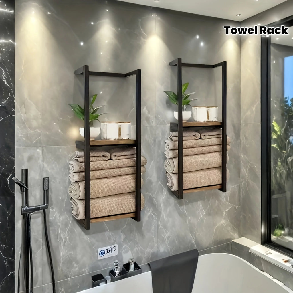 Carbon steel wall-mounted towel rack