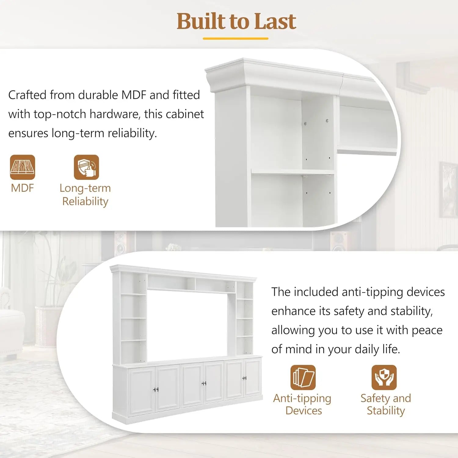 4-Piece Entertainment Center Wall Unit TV Stand Bookshelves