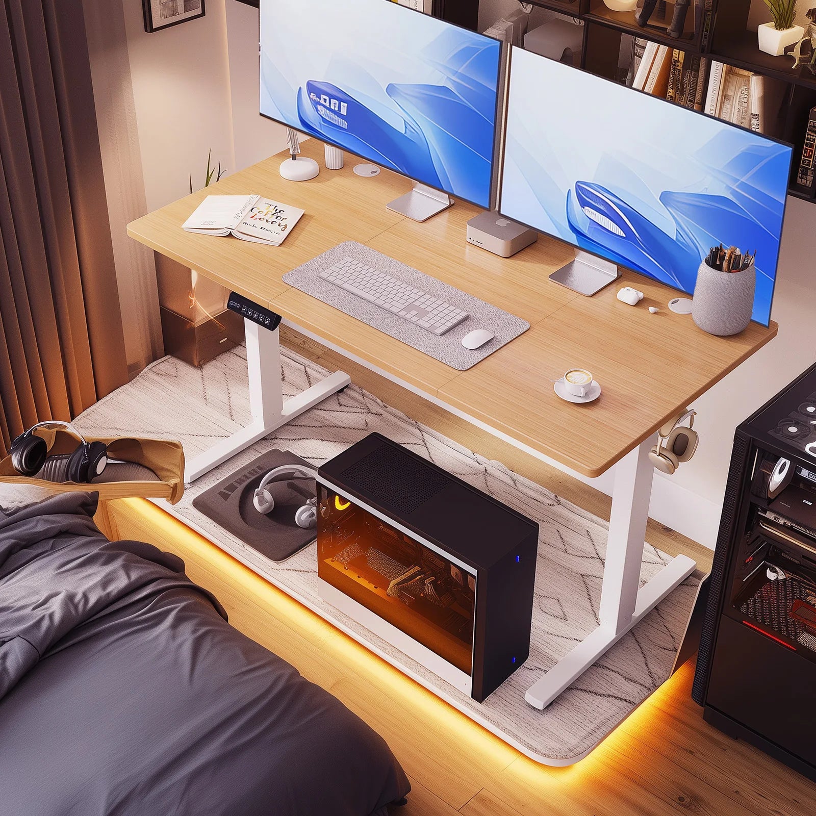 MCQ Electric 63x24 Inch Standing Office Computer Desk Ergonomic Height Adjustable Gaming Table for Home Office Use Workstation