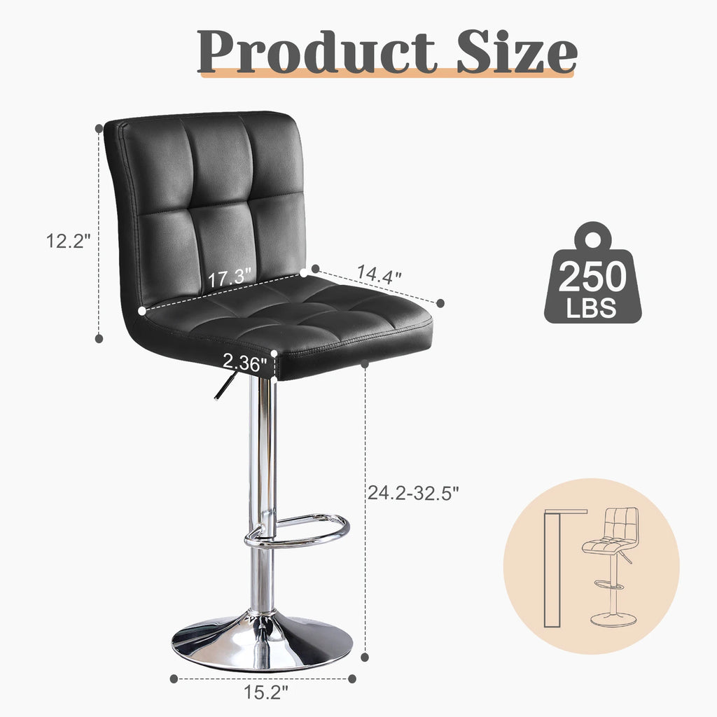 2 Leather Bar Stools Counter Height Bar