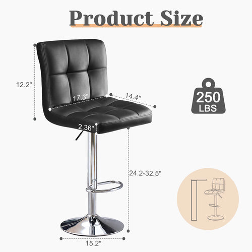 2 Leather Bar Stools Counter Height Bar