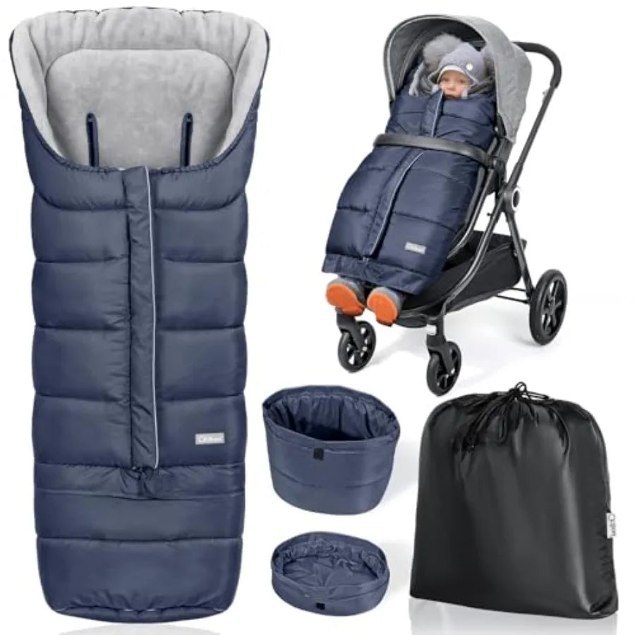 Universal Stroller Footmuff, Winter Baby Bunting Bag for Stroller - Baby Sleeping Bag with Coral Fleece Lining for Cold Weather