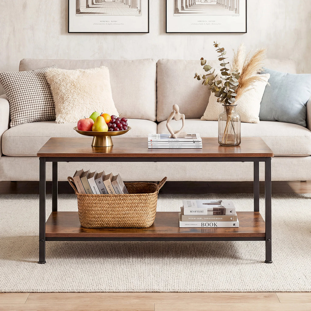 31IN Wood Coffee Table for Living Room 2-Tier
