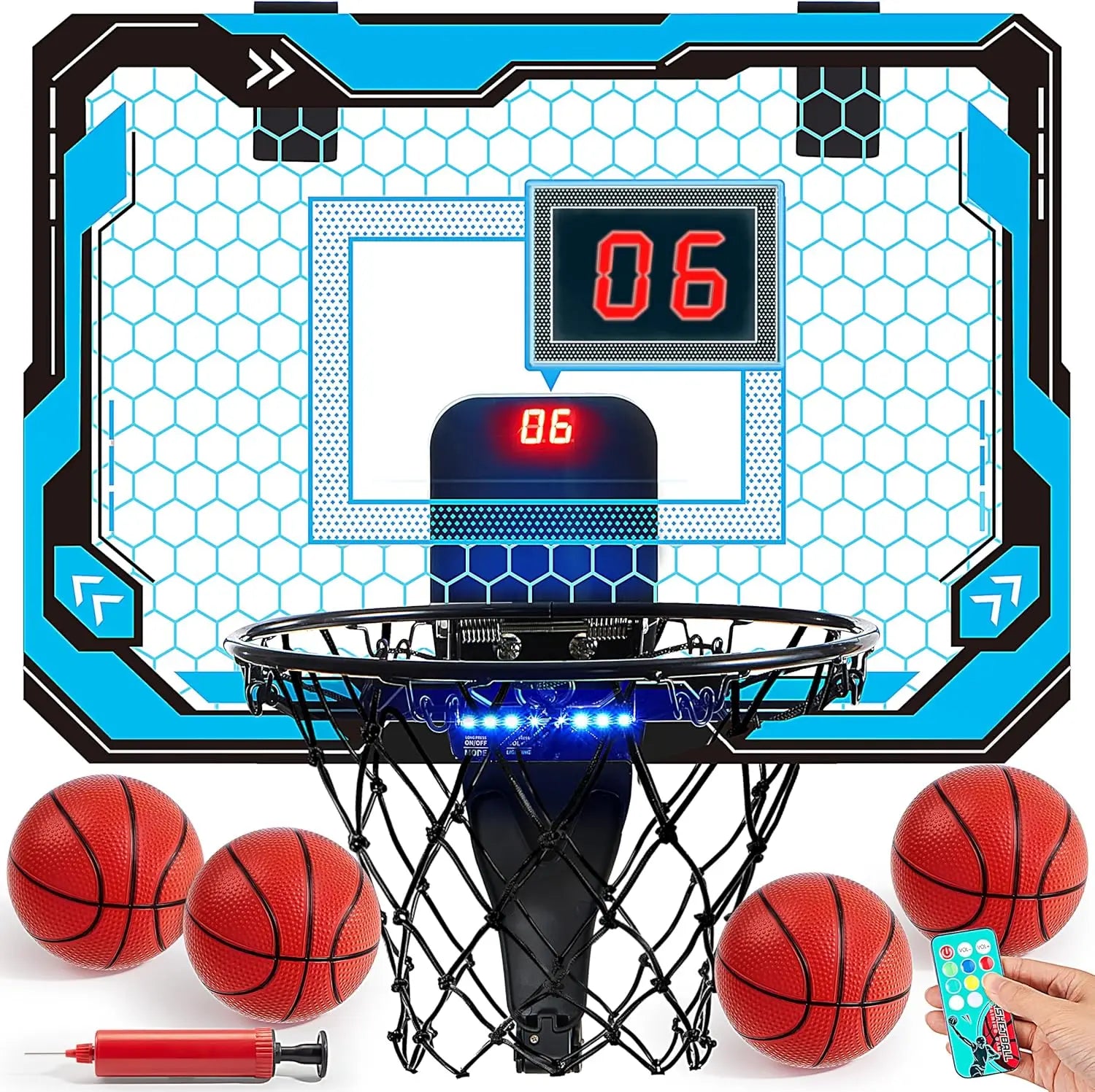 Mini Indoor Basketball Hoop Light Up Over the Door