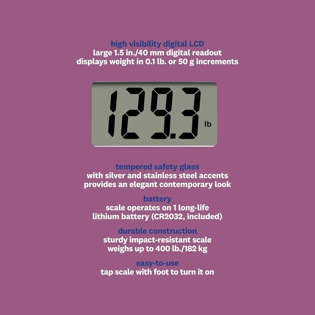 Digital Glass Bathroom Scale Measures Up to 400 Lbs.