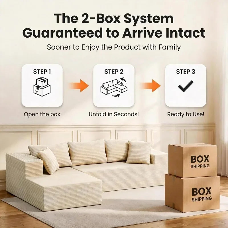 Cloud Sectional Couch Sofa with L-Shape Chaise