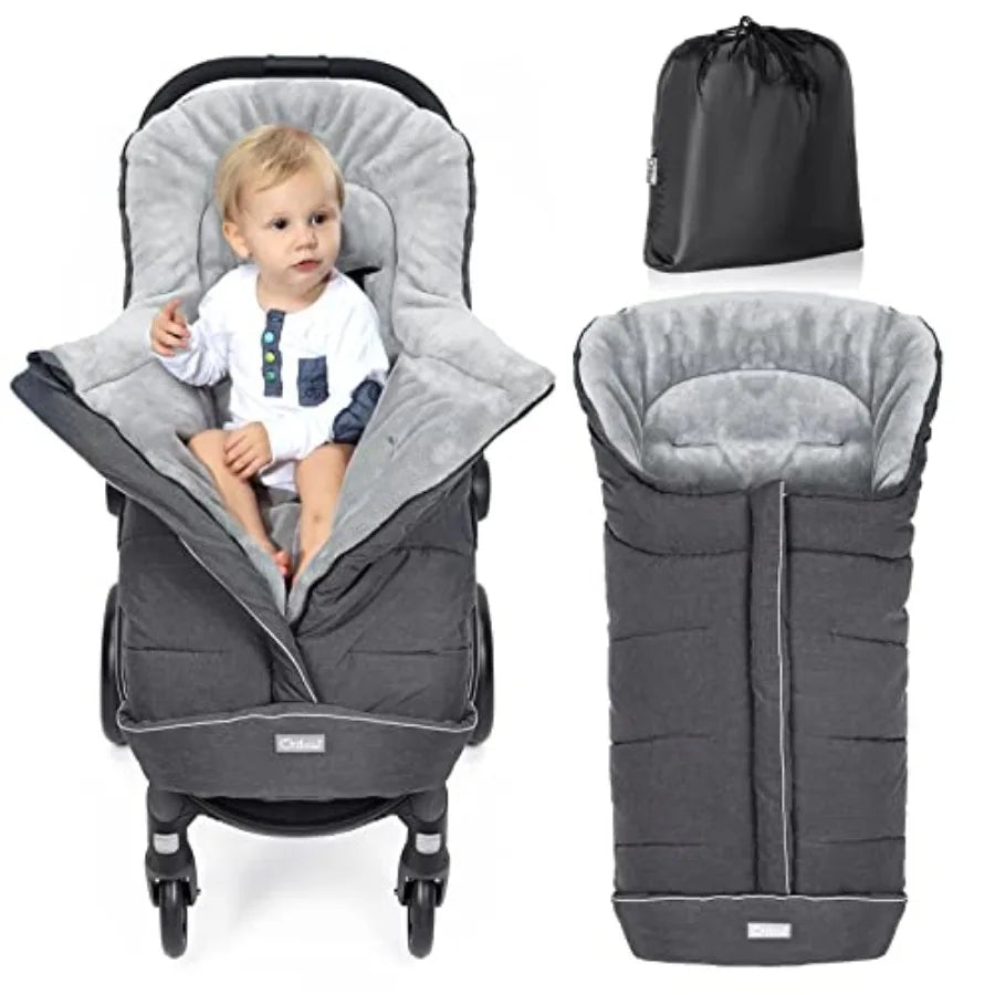 Universal Stroller Footmuff, Winter Baby Bunting Bag for Stroller - Baby Sleeping Bag with Coral Fleece Lining for Cold Weather