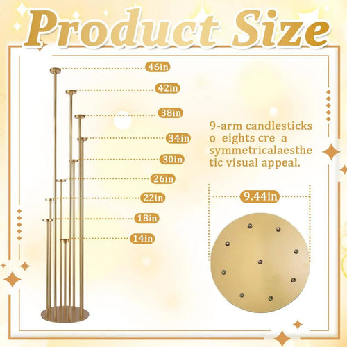 2pcs 9 Arm Candelabra Floor Candle Holders Tall Set