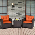 Patio Rattan Furniture Set Cushioned Conversation Set