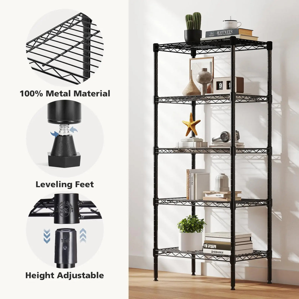 3-5 Tier Metal Wire Storage Shelves Adjustable