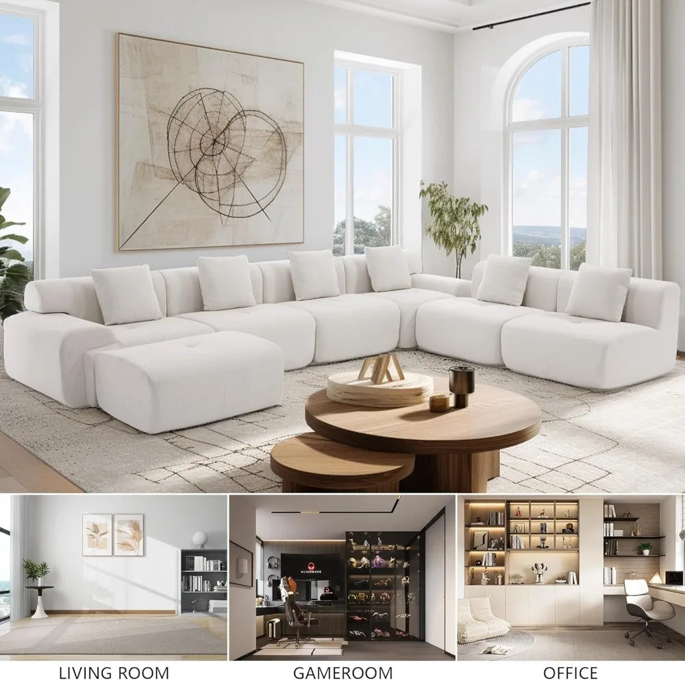 Modular Sectional Sofa with Ottoman