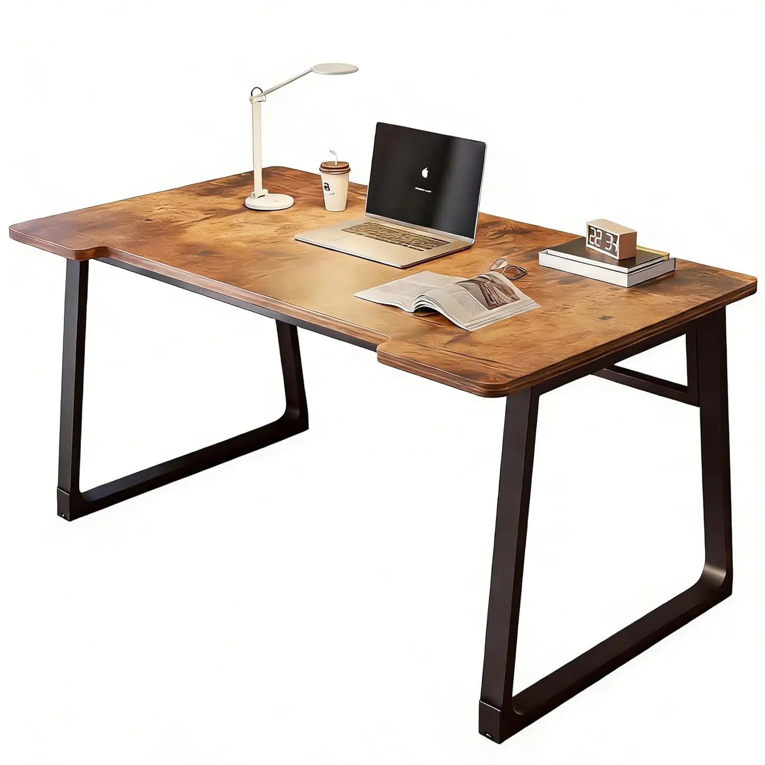 Wood Top Metal Frame Office Computer Desk