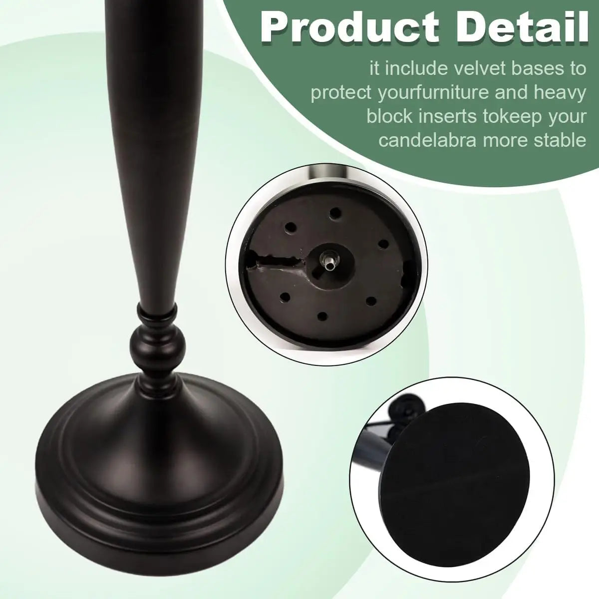 Black Candelabra Candle Holder for Table Centerpiece