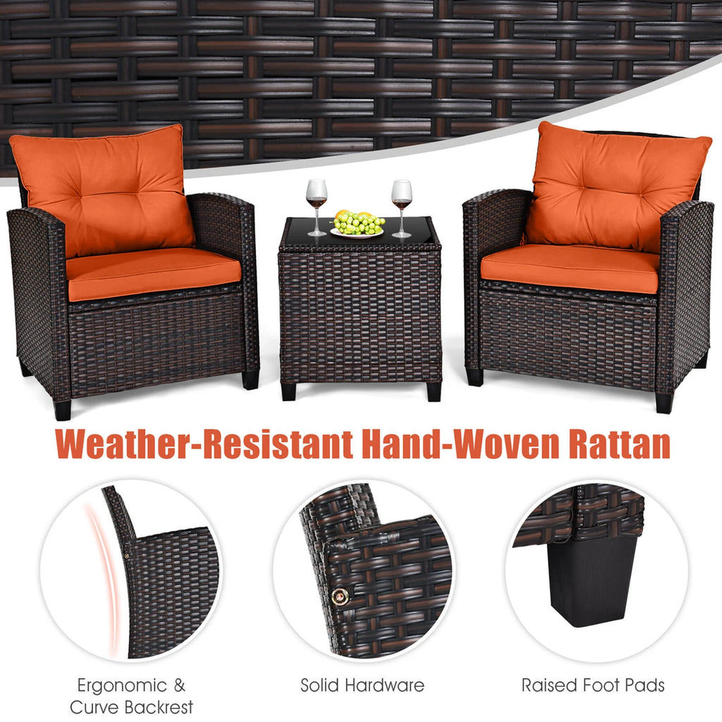 Patio Rattan Furniture Set Cushioned Conversation Set