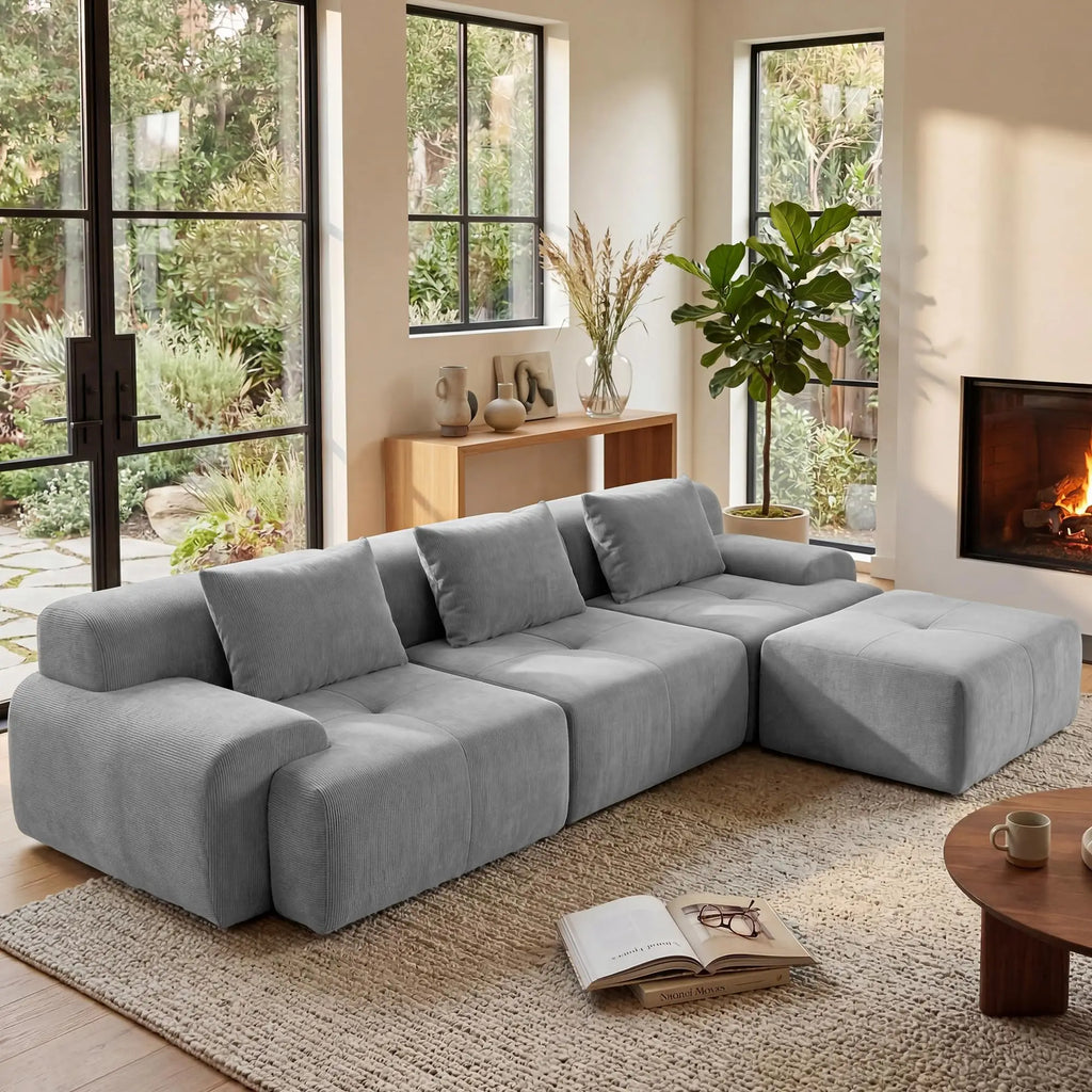 Modular Sectional Boneless Couch, Tufted Cloud