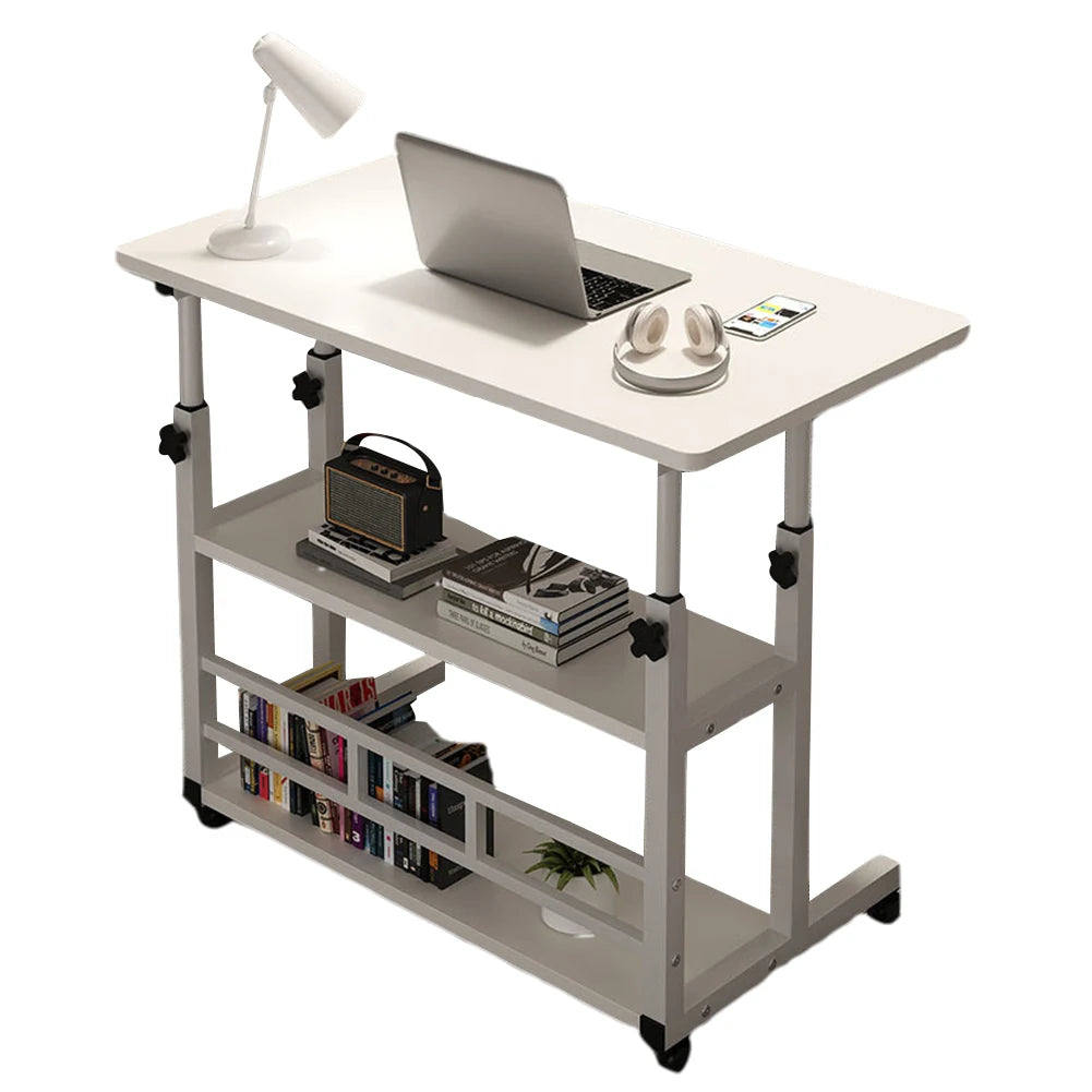 Multi-Layer Standing Desk Small Office Desk Adjustable Height Wooden Computer Desk Workstation Work Table Laptop Desk for Home