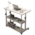 Multi-Layer Standing Desk Small Office Desk Adjustable Height Wooden Computer Desk Workstation Work Table Laptop Desk for Home