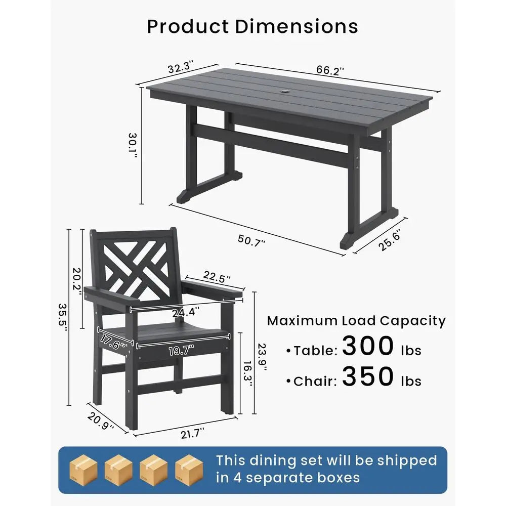 Outdoor Dining Set, Patio Table and Chairs Set for 6,