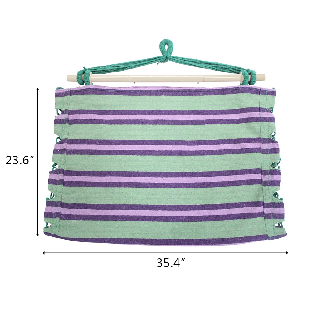 Hanging Rope Chair Polyester Cotton with 2 Soft Pillows Green