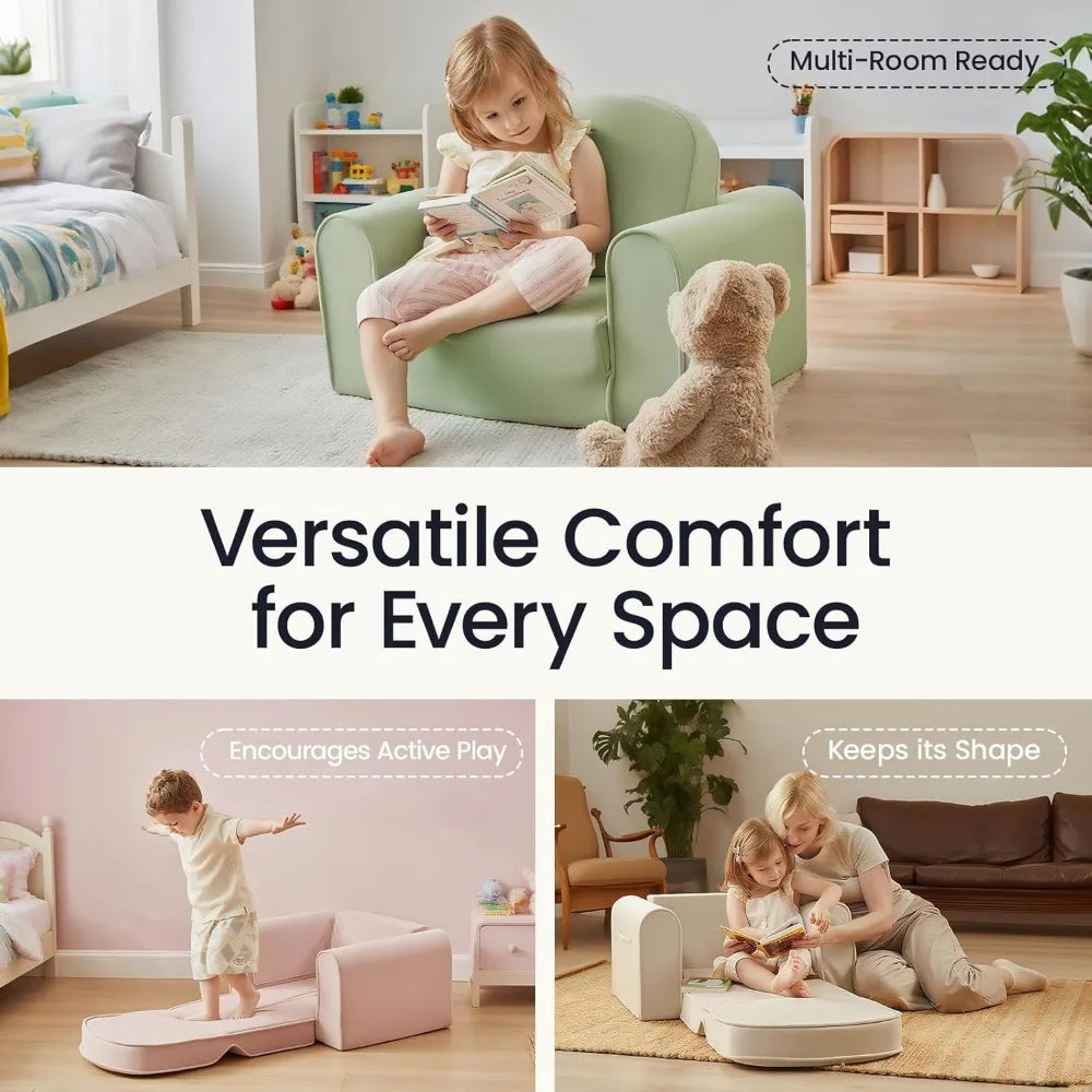 Foldable Kids Couch with Pockets