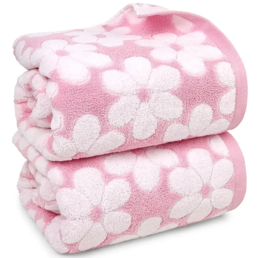 Pink Bath Towels Set of 2, Super Absorbent