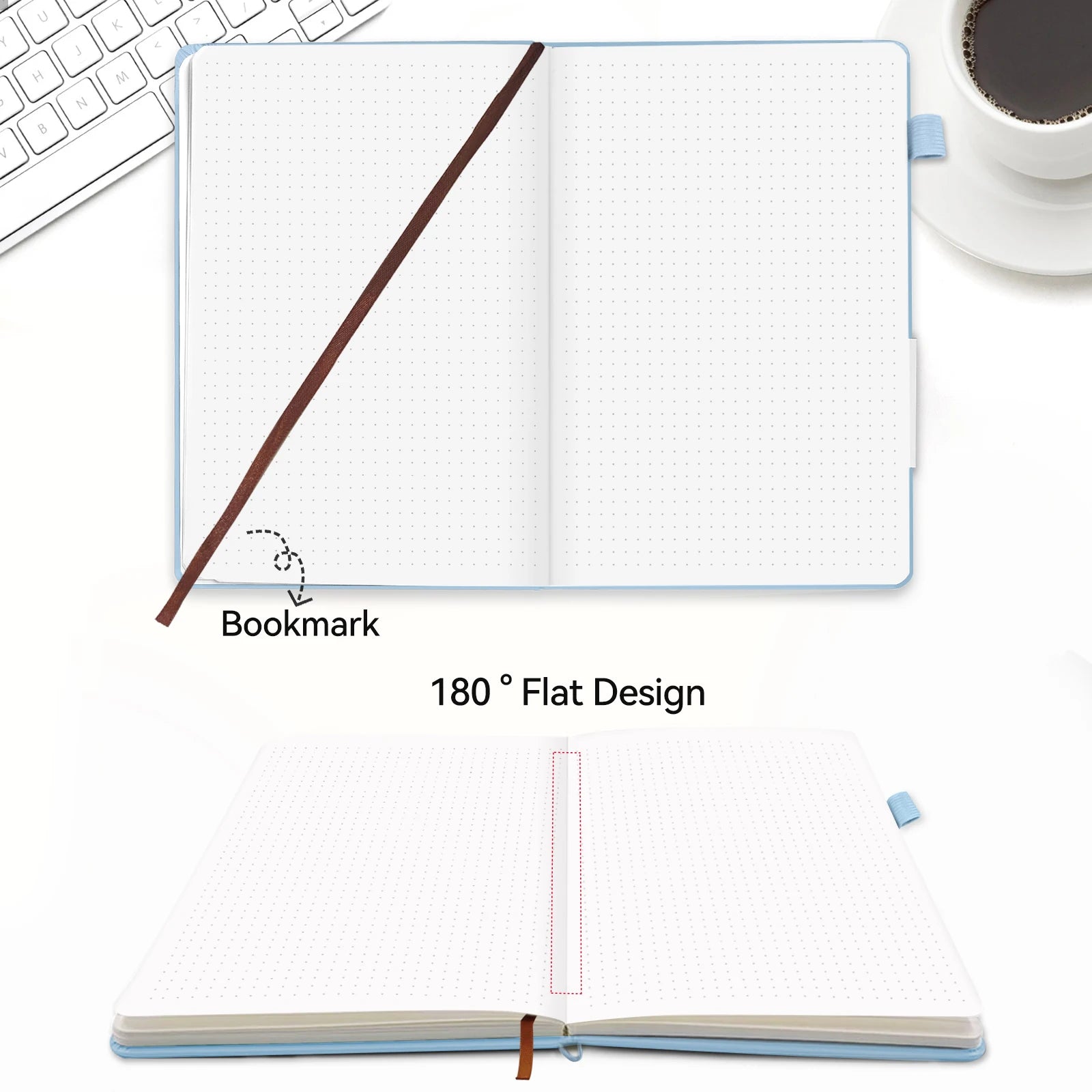 Hardcover A6 Dot Grid NoteBook Retro Blue Bandage Design Compact Portable Mini Notebook for Notes Sketching for Offices School