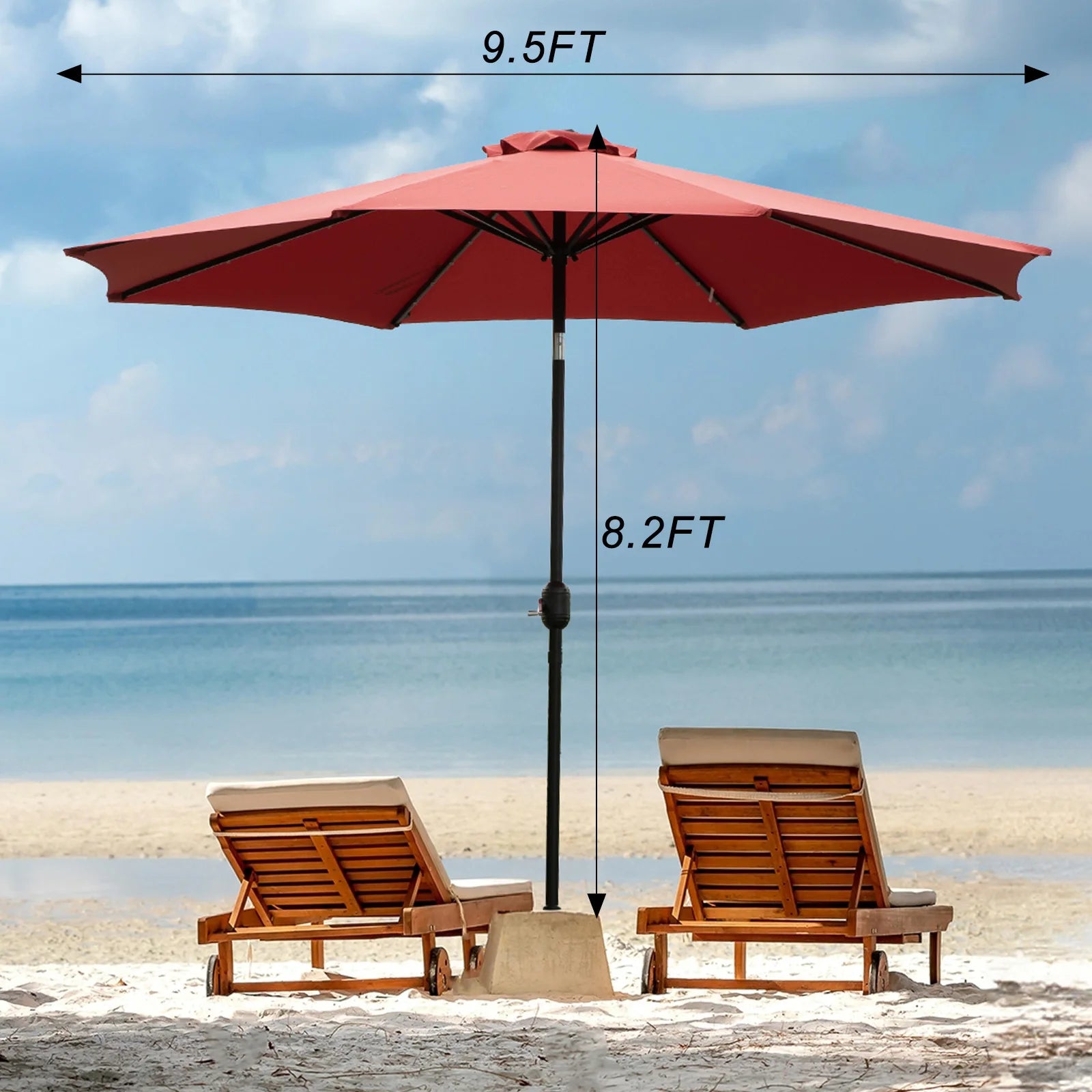 10FT Solar Patio Umbrella with 32 LED Lights