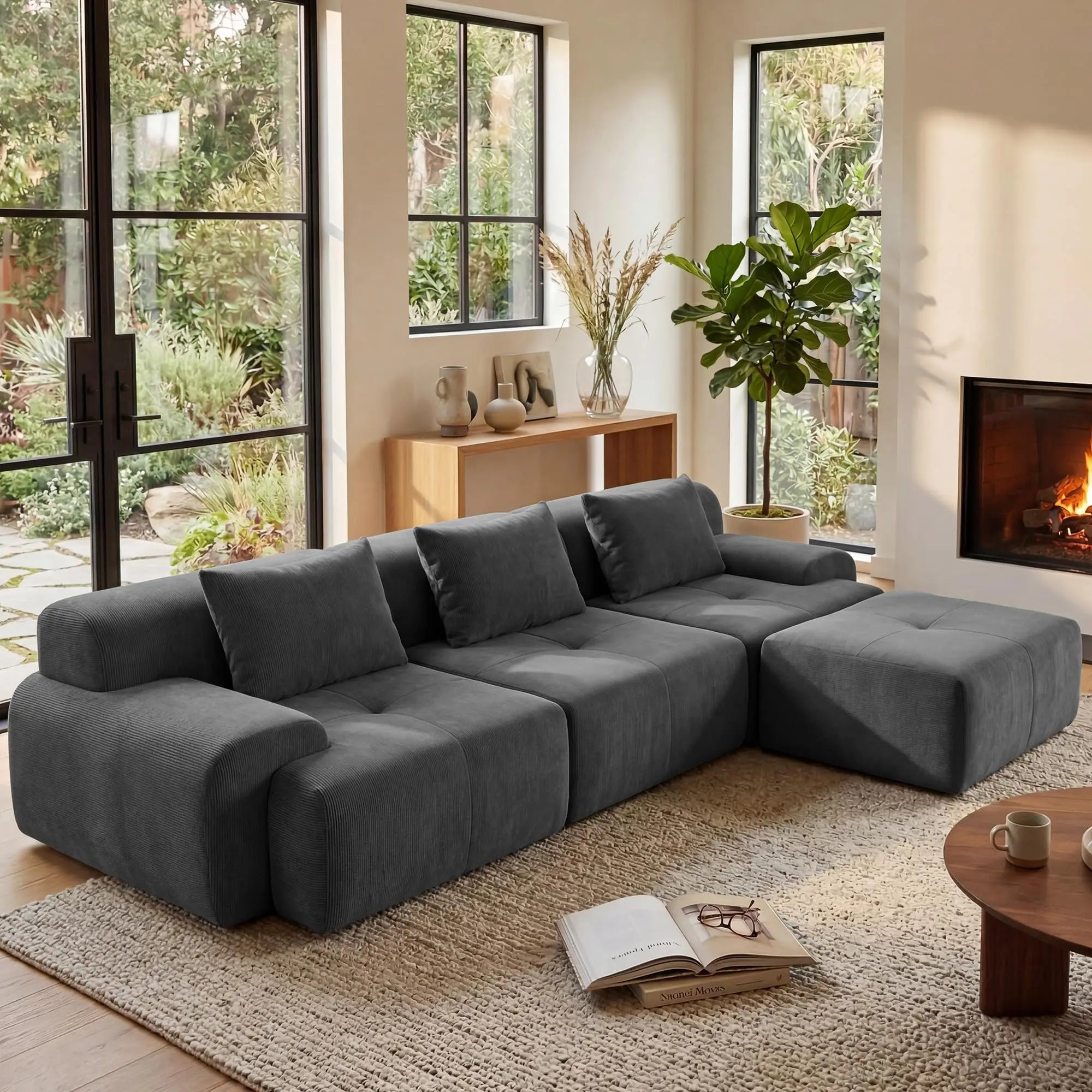Modular Sectional Boneless Couch, Tufted Cloud