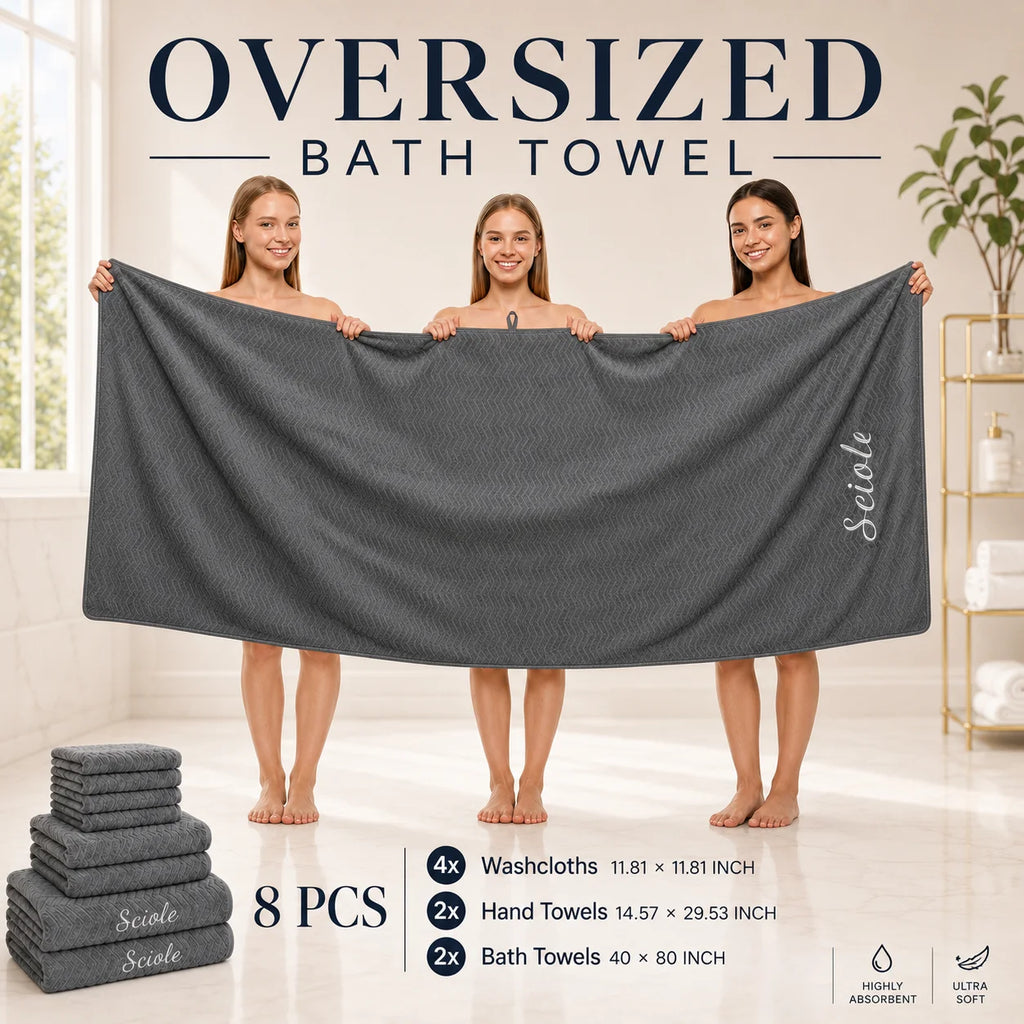 8 Piece Premium Microfiber Towel Set