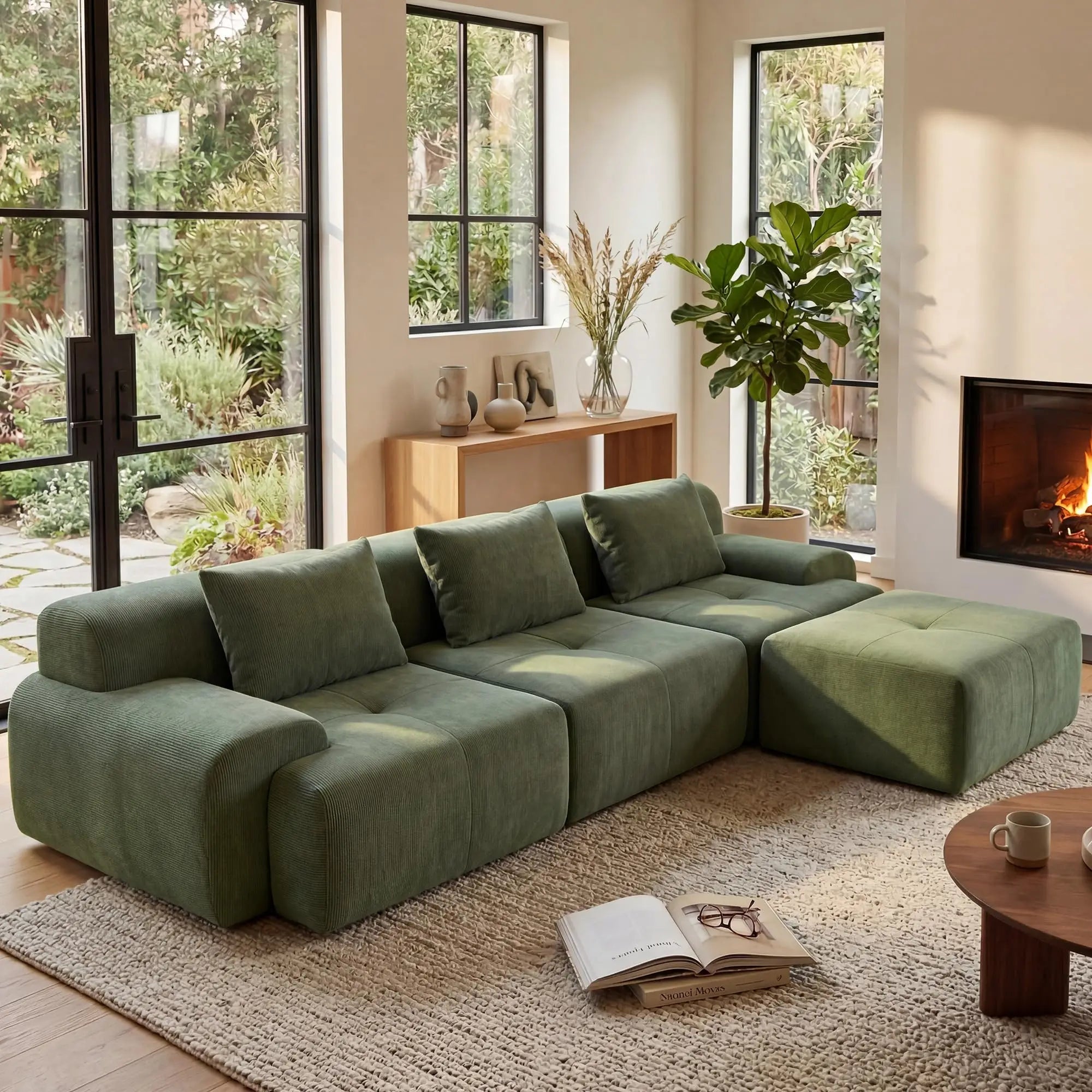 Modular Sectional Boneless Couch, Tufted Cloud