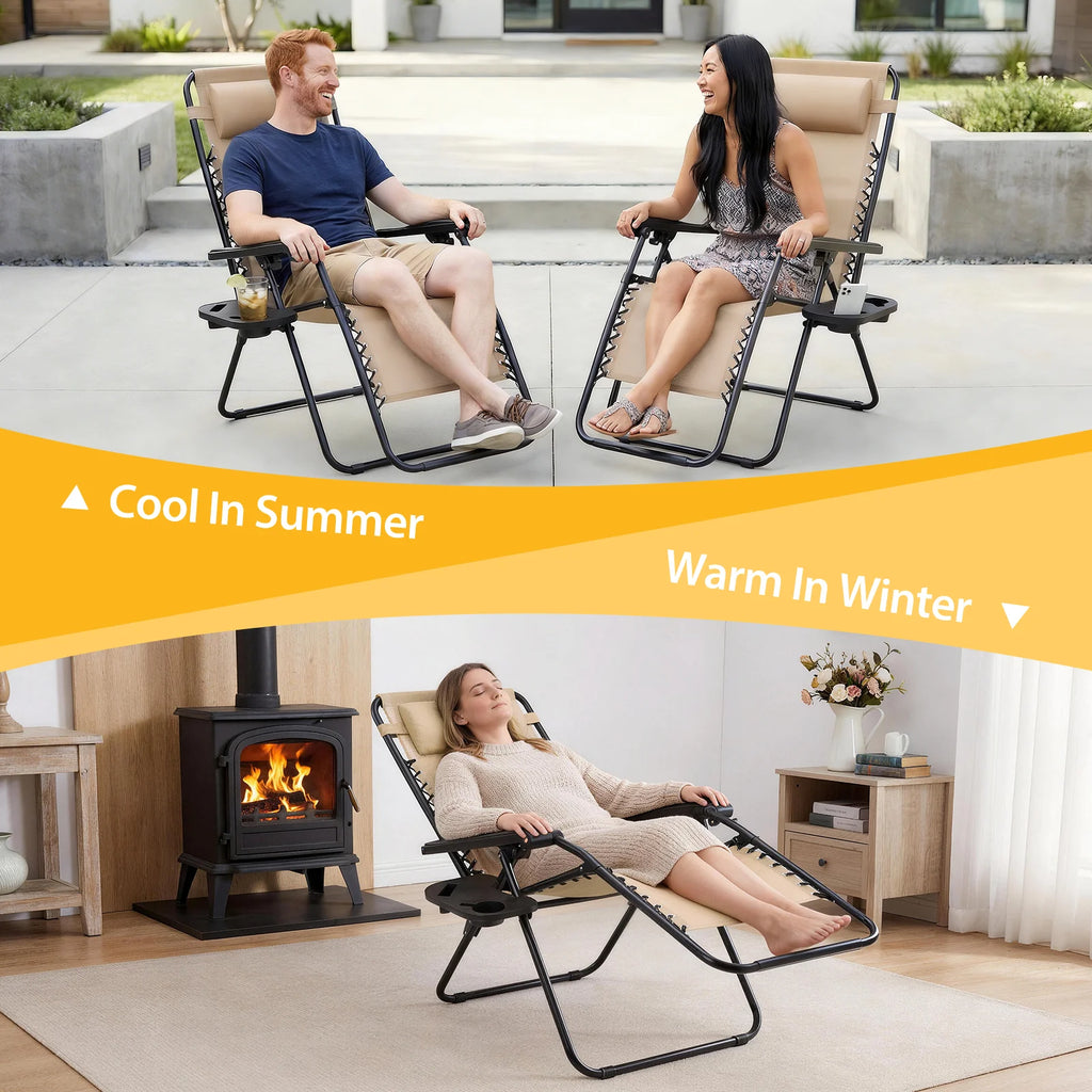 Portable Zero Gravity Recliner Chairs Set of 2