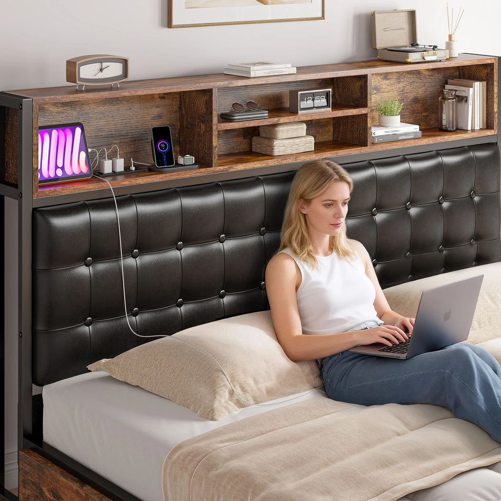 Full/Queen/King Bed Frame 4 Storage Drawers