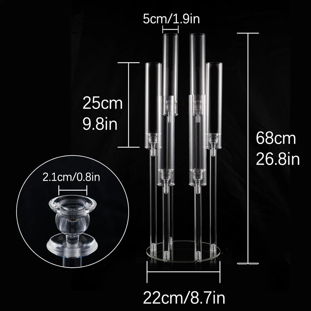 6 Arm Candelabras Centerpieces Candle Holder Clear