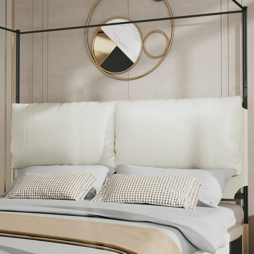 Canopy Bed Frame King Size Upholstered Headboard