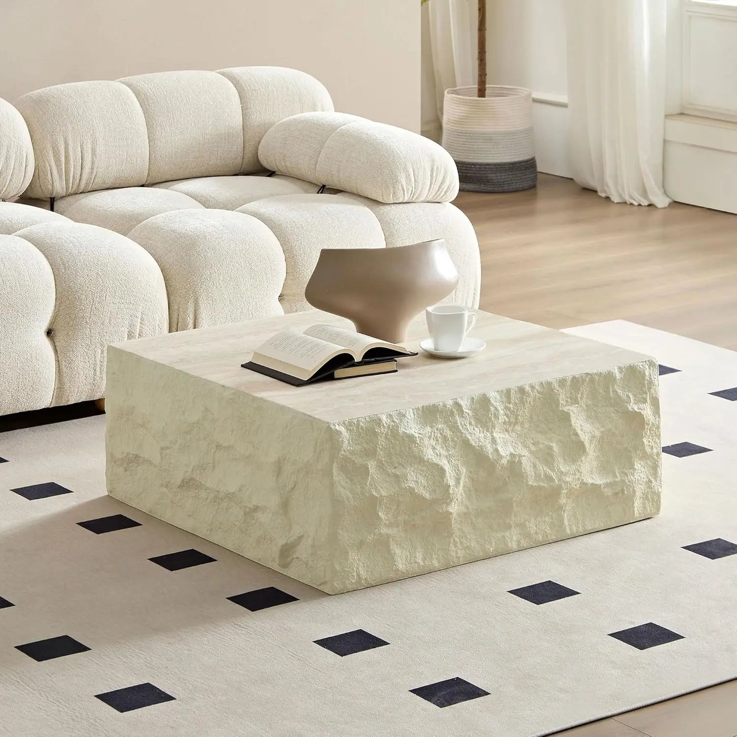 Modern Coffee Table with Silver Stainless Steel Pedestal
