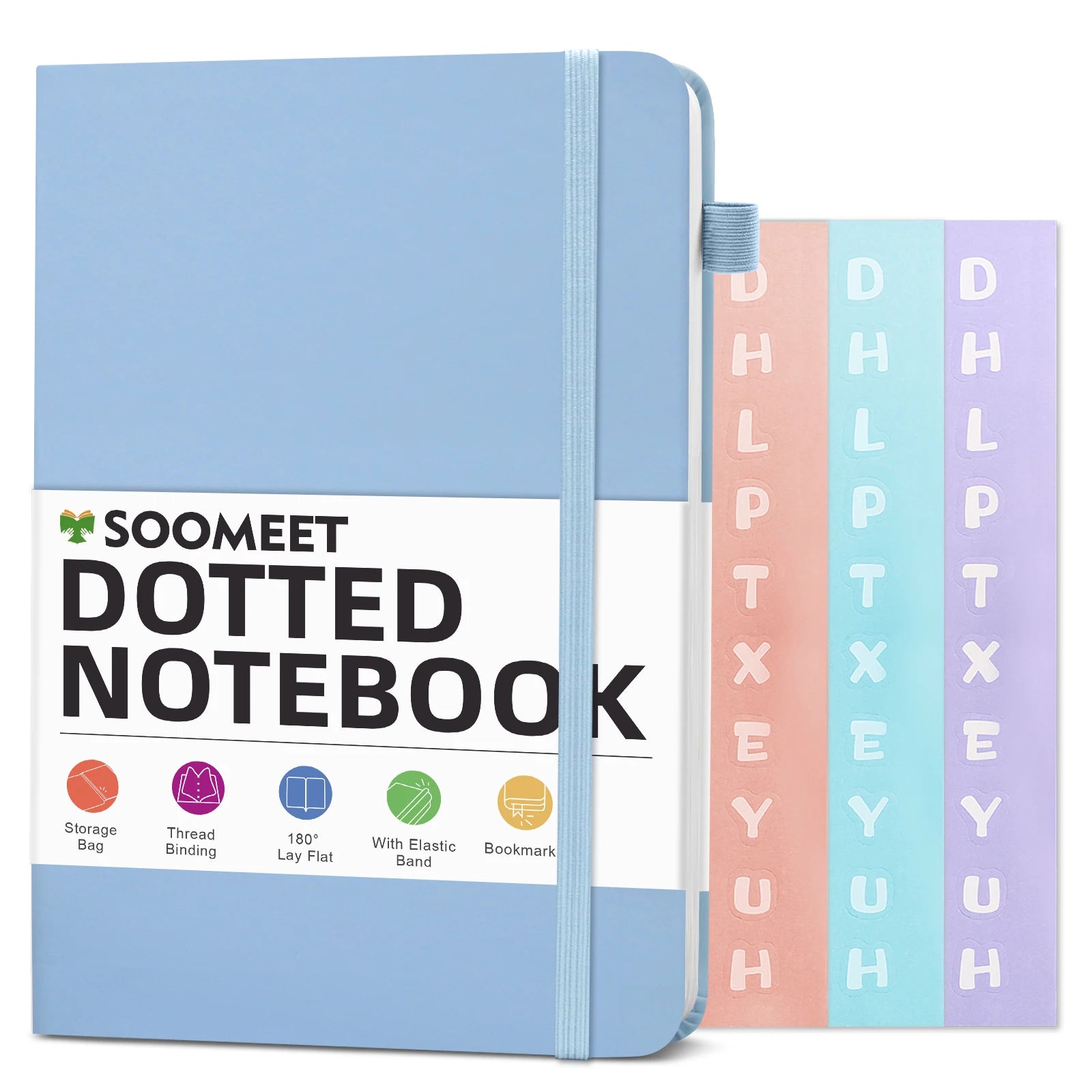 Hardcover A6 Dot Grid NoteBook Retro Blue Bandage Design Compact Portable Mini Notebook for Notes Sketching for Offices School