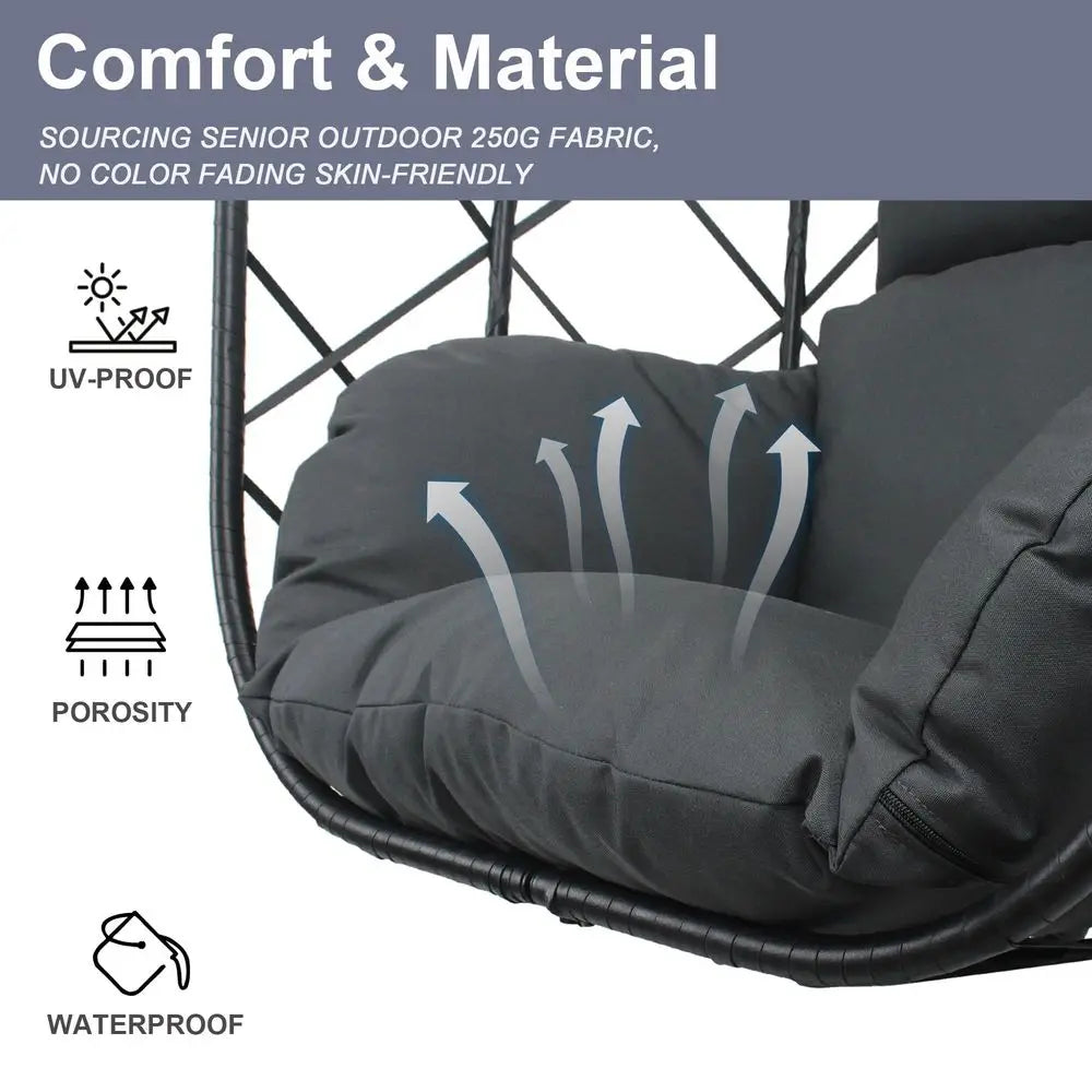 Egg Chair with Stand Patio Wicker Rattan Swing Chair