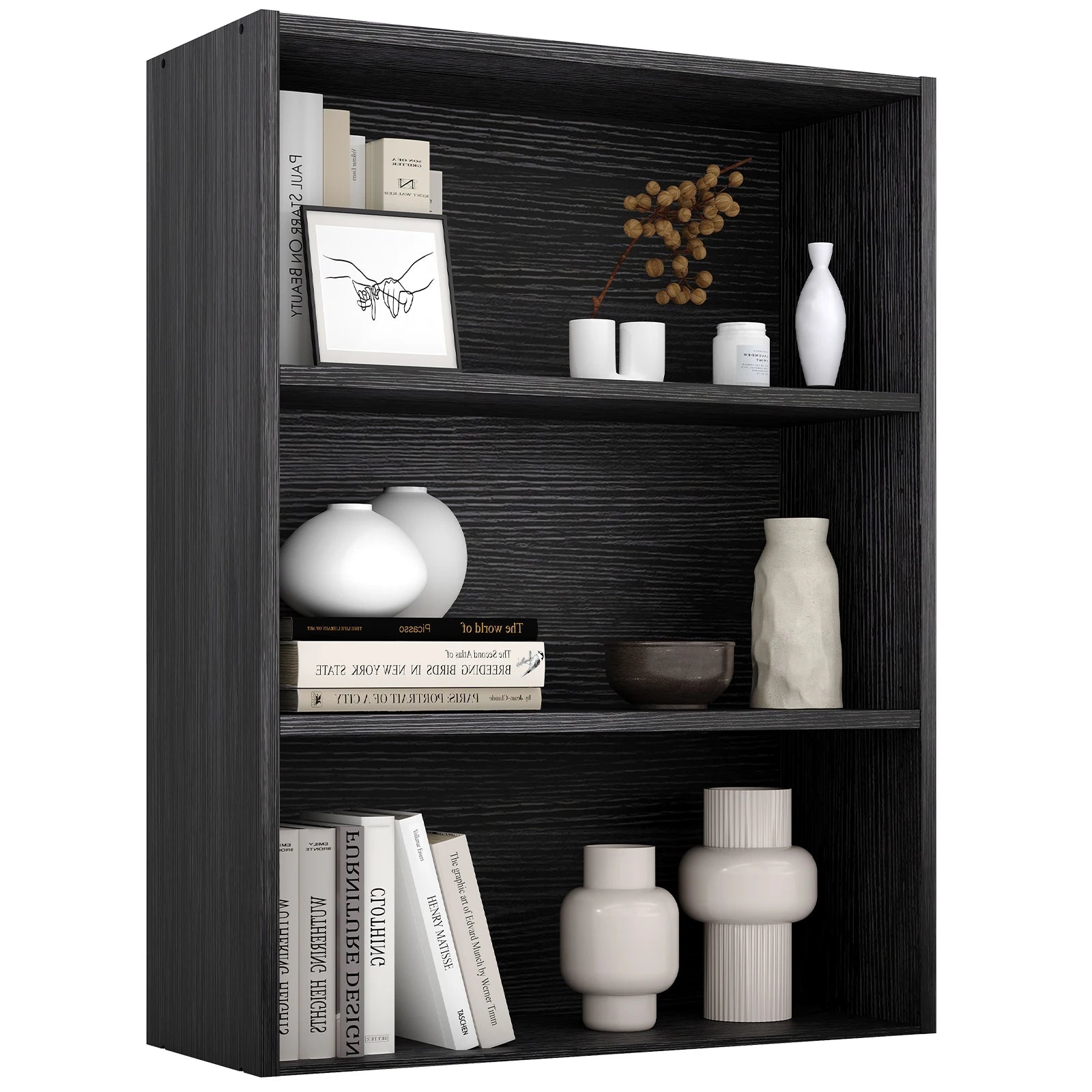 3-4 Tier Wooden Shelf Bookcase Tall Floor Standing