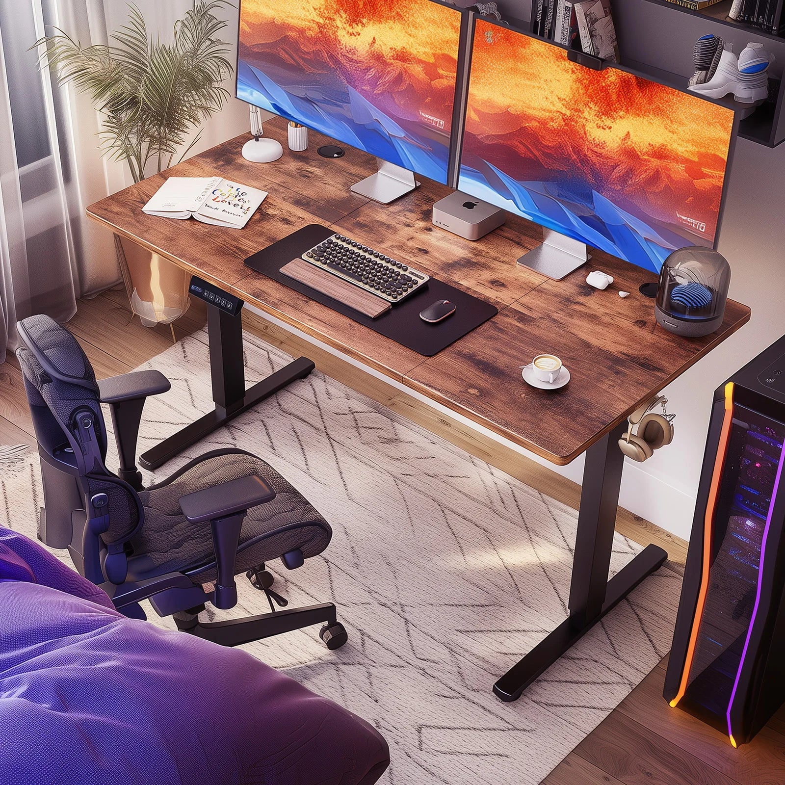 MCQ Electric 63x24 Inch Standing Office Computer Desk Ergonomic Height Adjustable Gaming Table for Home Office Use Workstation