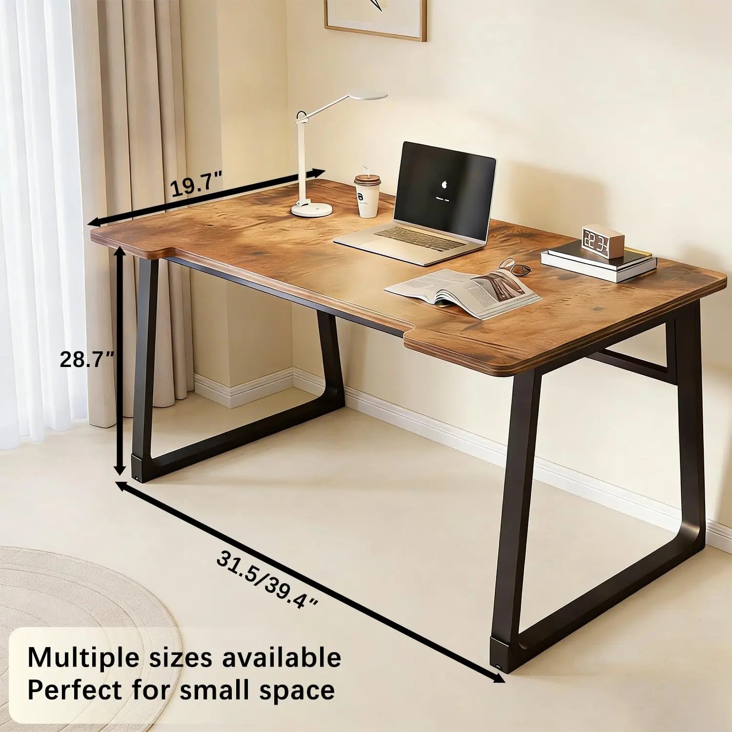 Wood Top Metal Frame Office Computer Desk